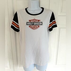 Harley Davidson Motorcycle Rhinestone Tshirt Baby Tee Top Biker Vintage Tee